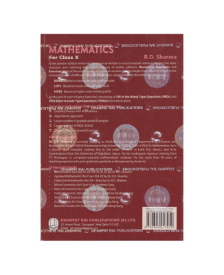 R D Sharma Mathematics Class 10 with MCQ in Mathematics – CBSE Examination 2023-2024